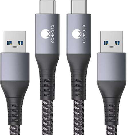 USB C Kabel CONMDEX [2Pack 3,3 ft] Ladegerät Typ C Android Auto Kabel 3.1 Gen 2 USB A zu C, 3A Schnelllade 10Gbit/s Sync Datenübertragungskabel für Samsung Galaxy S21 S20 Note 20/Note 10 GoPro Hero 1M