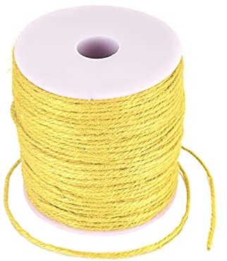 Cheriswelry - Ficelle de jute naturelle de 2 mm - Corde de chanvre - Pour bricolage, artisanat, emballage cadeau - Jaune