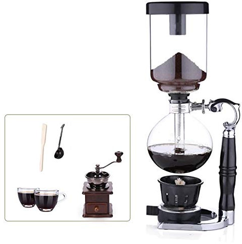 ASDQWER Siphon Glass Pot, Syphon Coffee Maker,Hand Siphon Coffee Maker Pot,Vacuum Coffee Brewer, Tea Siphon Pot,Coffee Machine Filter 2-5 Cup,2