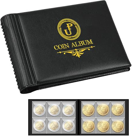 Uncle Paul Sammelalbum für Münzen, 60 Taschen – 35 x 35 mm/ 1,4 x 1,4 Zoll Raster für Penny-Sammlung und Aufbewahrung. Passend für Toonie, Dime, Pence, Cents, Quarter, Nickel Black CS4206BK