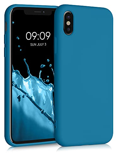 kwmobile Housse Compatible avec Apple iPhone X Coque - Housse de téléphone Souple et Fine en TPU Silicone - Bleu Vif