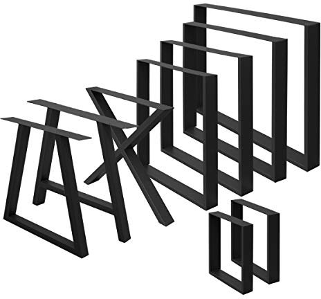 ECD Germany 2er Set Tischbeine 30x43 cm, Schwarz, Stahl pulverbeschichtet, Industriedesign, Vierkantprofil, Metall Tischkufen Tischuntergestell Tischgestell Möbelfüße Bankkufen Bankgestell Bankbeine