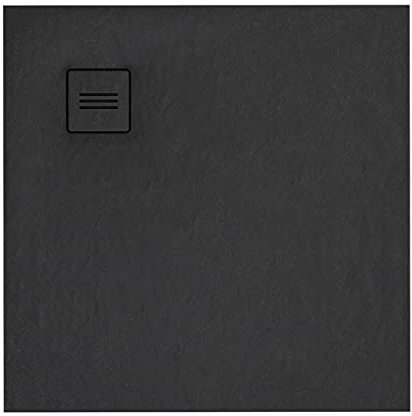 Sellon24® Duschwanne Duschtasse Superflach Acrylwanne Ablaufgarnitur Rutschfest schwarz Bau-Höhe 3,5 cm (80x80x3,5)