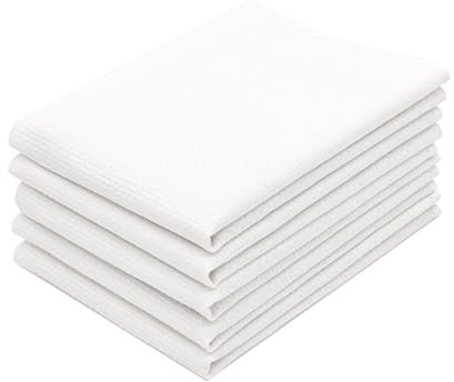 ZOLLNER 5er Set Geschirrtücher - Baumwolle in 50x75 cm - weiche und langlebige Küchentücher - waschbar bis 95°C – in weiß - Gastronomiequalität - Oeko Tex® Zertifiziert