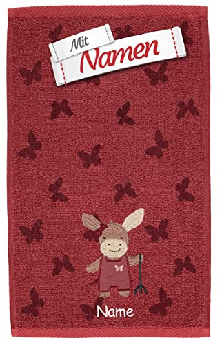 Sterntaler Kinderhandtuch Emmily Esel, mit Namen Bestickt, personalisiert mit Wunschname, Babyhandtuch für Mädchen, Geschenk zur Geburt, Taufe, Babyparty, Geburtstag, Weihnachten