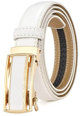 Believewang 2,3cm Frauen Ledergürtel Casual Damen Einstellbare Gürtel Automatische Gürtelschnalle Jeans Zubehör, 90cm