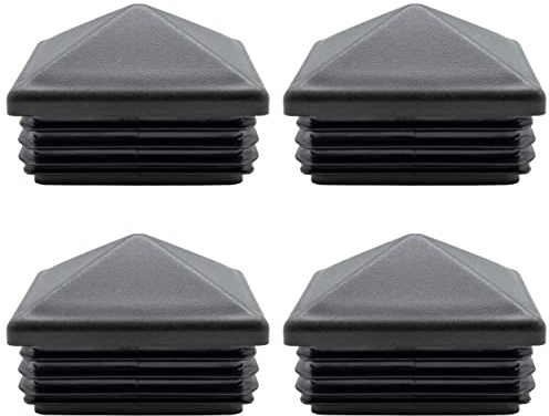 Enkotrade 4 Stück Zierstopfen 80x80 mm Schwarz Sichtstopfen Lamellenstopfen Zaunkappen Vierkant für Zaun Zaunstopfen Spitzstopfen pyramide Kappen
