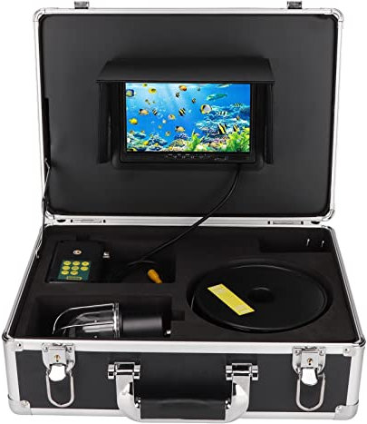 Bewinner 7 Zoll LCD Fischfinder, 1080P IP68, Wasserdicht, um 360° Drehbare Unterwasser Video Angelkamera, Meer/Fluss/Eisangelkamera mit 30 M Korrosionsschutzkabel für EIS, Meer,