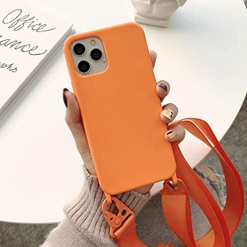 Bakicey Handykette Hülle für iPhone 11(6,1), Silikon Schutzhülle mit verstellbarem Umhängband, wetterfestes Trageband Handyhülle zum Umhängen für iPhone 11(6,1), Orange