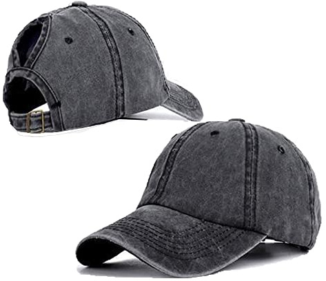 YAMEE Basekeps dam sommar hästsvans mössa, baseballkeps vintage män solhatt solskydd, sportmössa, basebollkeps (huvudomkrets 54–60 cm), 1/svart, En Storlek