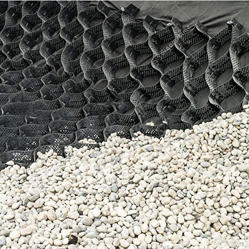 MLYAYE Kiesgitter Kiesmatten Kieswaben Durchlässiges Bodengitter Geo Grid, Robuste Flexible Geozelle für Kies/Erde/Granit, Faltbarer HDPE-Kunststoff Waben-Geoweb, 2 3 4 5 6 10 m groß