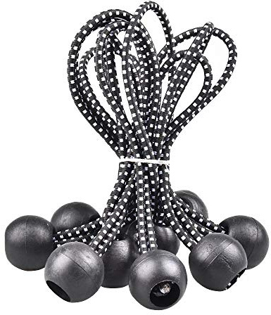 20 Stück Fußballnetz elastisches Seil Fußballtornetz Clips Bungee-Bälle Bungee-Ball Bungee-Schnüre Elastische Spanngurte Falle Bungee-Schnur (Schwarz + Weiß) (gemischte Farbe)
