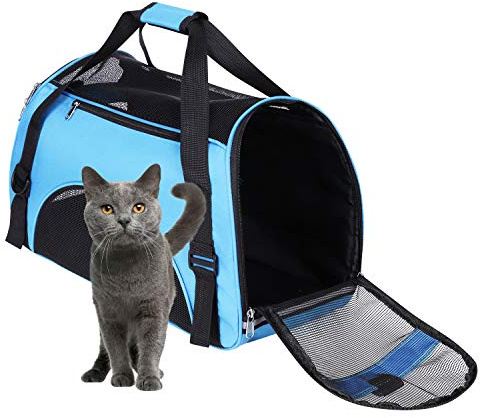 Haustier Tragetasche Welpen Hunde Katze Transporttasche mit Schultergurt Mesh Atmungsaktive Hundetragetasche Katzentragetasche Faltbare Transportbox Haustierträger für Reisen mit Auto Zug Flugzeug