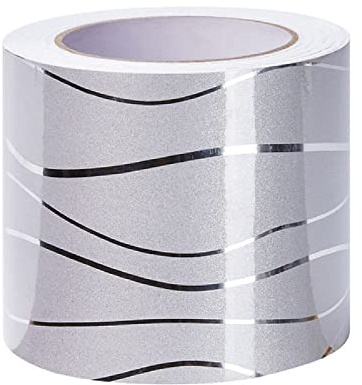 Dostear TapetenbordüRe Selbstklebende BordüRe Wand Wohnzimmer Tapeten Fliesenaufkleber Bad Dekoband Selbstklebend Silberne Welle 10cm X 500cm