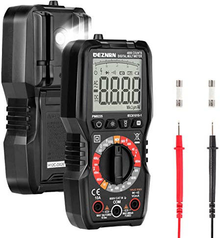 Ueznirn Multimeter Digital, Messgeräte mit NCV, Voltmeter Spannungsmessr Strommessgerät,Digital Multimeter für AC/DC Spannung,DC Strom,Durchgang,Widerstand mit LCD-Anzeige &Hintergrundlicht