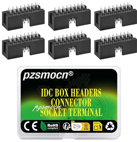 Pzsmocn 20 Stück IDC 2 * 8 Zweireihig 2,54 mm Rastermaß JTAG ISP 16-poliger Gerader Stifteinsatz Box Steckverbinder Adapterkabel Männliche Buchsenklemmen für PCB-Elektronikgeräteprojekte.