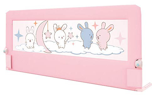 HAPPLiGNLY Baby-Bettgitter-Bettschutz-Stoßstange, herunterklappbar, abklappbar, mit abschließbarem Bettgitter für Kleinkinder, verstärktes Anker-Sicherheitssystem, 1 Packung, Pink, 200 cm * 7