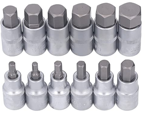 Juego de Llaves de Vaso de 12 Uds., Herramientas de Prensado de Hardware de Moleteado de Reparación de Automóviles para Herramienta Neumática de Acero de Manga de Acero 1 2 en 1 2 en Hardware de