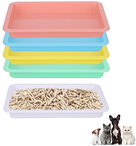 5 Piezas Caja de Arena para Gatos, Caja Arena Gatitos Poco Profunda Bandejas Arena para Gatos Plástico Bandeja Arena para Gatitos Bandeja Desechos para Gatos de Interior (5 Colores)