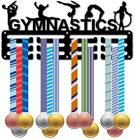 CREATCABIN Gymnastik-Medaillenhalter Medaillenaufhänger Präsentationsständer Sport Auszeichnungen Eisen Kleine Halterung Dekor Für Wand Zuhause Abzeichen Rennen Laufen Schwimmen Schwarz 29x13cm
