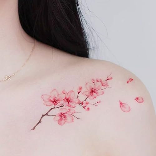 3 pcs Fiore Di Pesco Clavicola Tatuaggi Temporanei Impermeabile Fiore Di Ciliegio Autoadesivo Del Tatuaggio Di Colore Antico