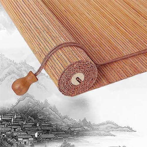 Bambus Rollo Breit Bambus Raffrollo Innen/außen-bambusrollo Retro Bambus Rollo Jalousine Lichtfilter Bambusrollo,für Korridor Gazebo Gärten Terrassen Fenster Tür,anpassbar-D-WxH: 80X100CM/32X39in