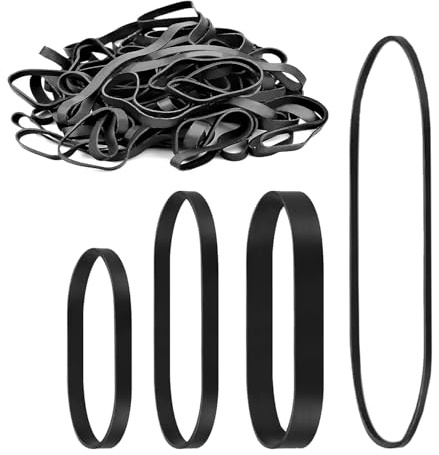 120 elastici di colore nero, grandi elastici, elastici robusti, neri, elastici in gomma, larghi, riutilizzabili, per casa, scuola, ufficio (4 misure)