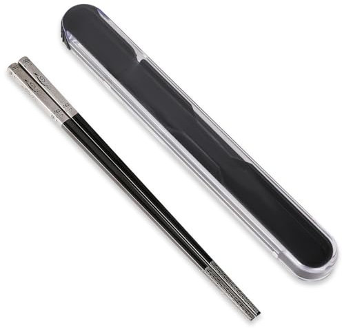 Stainless Steel Reusable Chopsticks With Pull Design Case - 8.3 Titanium Plated Non-Slip Square Laser Metal Chopsticks - Dishwasher Safe