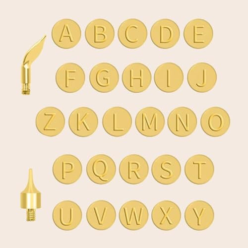 Wood Burning Kit 26/56 pcs Copper Mold DIY Wood Burning Letters Stencils Set Woodworking Electric Carving/Burning Tools Set Wood Burning Tool Pen with Burning Tips Kit (Color : Letters 28 Piece Set)