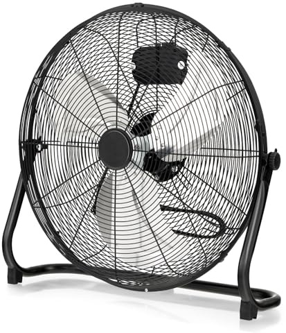 SOARS Ventilador Industrial Ø 60 cm, Ventilador de Suelo 160W con 3 Velocidades, 3 Aspas Metálicas, Inclinación Ajustable de 145°, Ventilador Metálico con Asa & Patas Antideslizantes