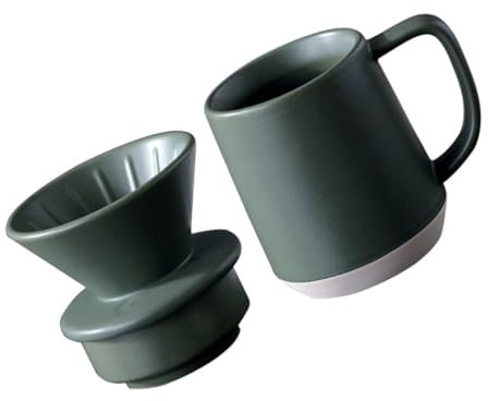 COLLBATH Ceramic Coffee Milk Filter Cup Hand Brewed Coffee Filter Cup for Home and Office Use Green Set