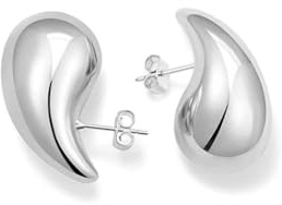 MAJALE - pendientes gota plata 925, aros lágrima plateados, pendientes mujer elegantes, aretes ligeros plata, joyas moda mujer (2.5 Cm PLATA)