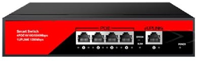 SAEVVCJWW Switch Gigabit Poe Switch Poe di Rete a 5 Porte da 1000 Mbps Hub Desktop LAN Ethernet (Color : Red)
