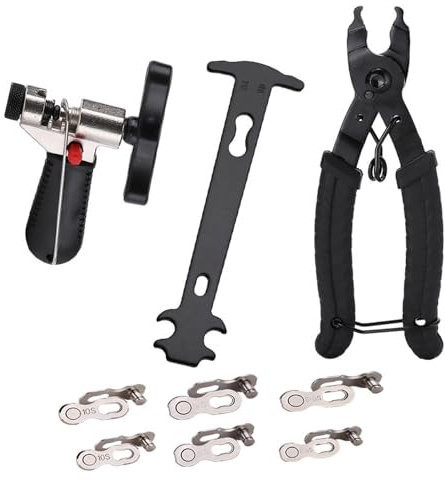 Fahrrad Ketten Werkzeug,Ketten Prüfer Fahrrad Reparatur Werkzeug Set,Kettenschloss Zange und 3 Paar Fahrradketten Nietwerkzeug,Perfekt für Rennrad,Mountainbike,Sportbike-Fahrrad Reparatur Werkzeug Set