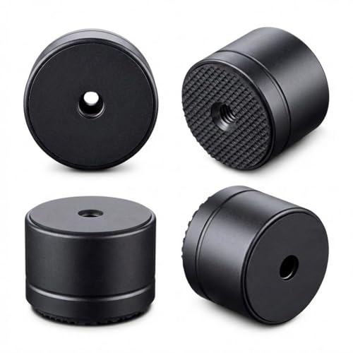 DolDer Aluminium Gerätefüße HiFi Absorber, 4 Stück, 30x23mm, Schwarz | Hohe Stabilität, Gummi-Dämpfer, Lautsprecher-Stoßdämpferfüße