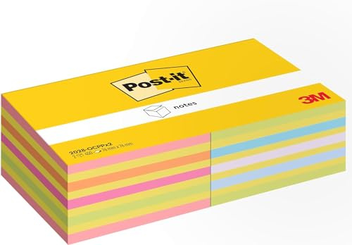 Post-it papperskub, blandade färger, 76 mm x 76 mm, 450 ark/block, 2 block/förpackning