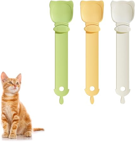Lot de mangeoires pour Chat avec Bande de Chat Mignonne à Presser Happy Spoon Distributeur de friandises Multifonction pour Chaton léchant Nourriture Humide Liquide Snack Purée Fournitures