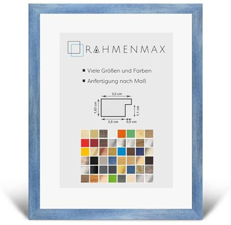 RahmenMax Morena Bilderrahmen Posterrahmen 30x90 cm Hellblau Gewischt 90x30 cm mit weisser Rückwand und klarem Acrylglas