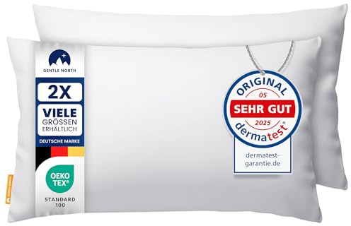 Gentle North Kopfkissen (50x80 cm groß) - 2er Set Kissen für Bett und als Dekokissen - Mit Reißverschluss für Füllung - Sofakissen - Zierkissen für Couch und Sofa - Ökotex - Waschbar bis 60° - Weiß