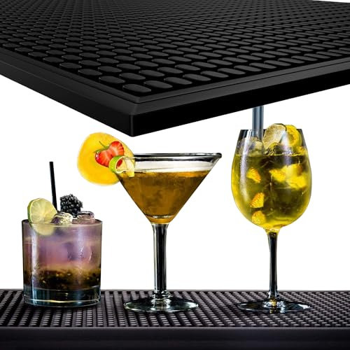 LIBRNTY Tappetino da Bar,Antiscivolo in Gomma Nero,Tappetino da caffè,Tappetino scolapiatti Microfibra,60 x 10.5cm Tappetino Scolapiatti in Silicone,Antigoccia Tappetino Bar,Barra Tappetino in Gomma