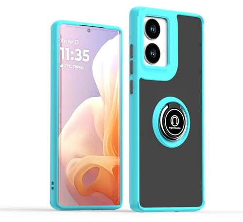 XINYEXIN Funda para Motorola Moto G85, Funda con Soporte de Anillo, TPU + PC Translúcido Anti- Arañazos Carcasa Protectora Antigolpes Case Cover - Azul Cielo