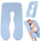 WIYETY Federa per cuscino per gravidanza, a forma di U, 140 x 80 cm, in cotone, per adulti, colore blu