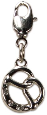 Alpenflüstern Pendentif traditionnel en forme de bretzel en strass pour charivari ou collier traditionnel (argenté) AAH180, onesize, Métal non précieux