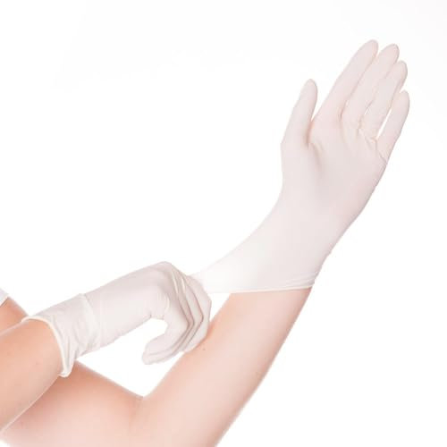 FRANZ MENSCH 1000 Stück Hygonorm Latexhandschuhe Skin Light | gepudert, weiß, 10/XL, L: 24cm, Karton, Einweghandschuhe,Latexhandschuhe, Einmalhandschuhe