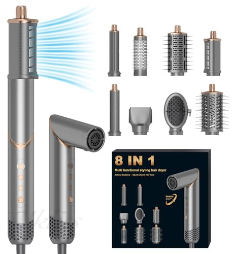 UKLISS 8 in 1 Pro Airstyler & Ionen Haartrockner High Speed 110,000RPM Föhn Set mit Luft-Lockenstab Föhnbürste Rundbürstenföhn Lockenbürste Hairstyler Stylingbürsten Geschenk Set für Frauen, 1400W