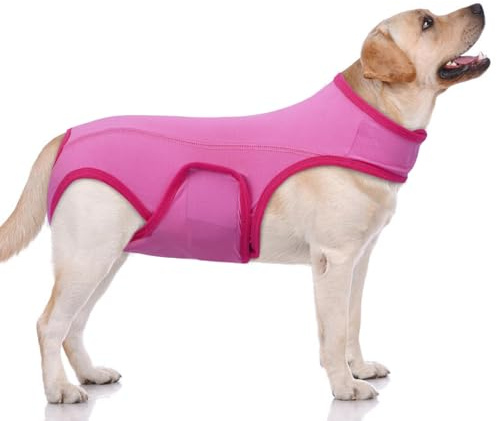 MHaustlie Body XL per cani di taglia grande, traspirante, per cani di taglia grande, per cani dopo l'op, tuta protettiva per le ferite (rosa, XL)