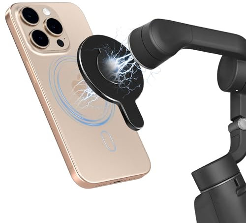 CloudValley Support Magnétique pour Stabilisateur DJI Om/Osmo Mobile – Compatible avec Om 7P/7/6/5/4 SE, OM5 & OM4 SE – Accessoire pour Smartphone, Ferreux Métaux