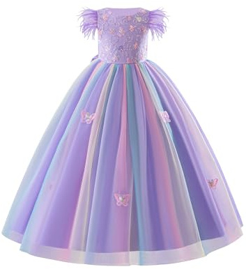 IBAKOM Fille Princesse Robe 3D Papillon Paillettes Volants Tulle Fleur Fille Robe Célébration Fête d'anniversaire Mariage