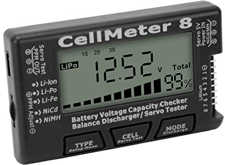 Battery Detector, Checker Tester, Voltage Balance Discharger Servo Tester for LiPo, LiFe, Li Ion, NiCd, NiMH (Black)