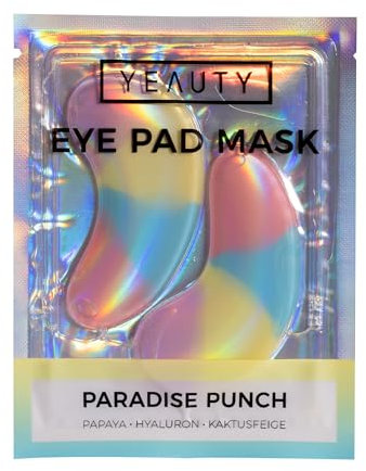 YEAUTY PARADISE PUNCH Eye Pad - Masque contour des yeux hydratant à la papaye, à l'acide hyaluronique et à la figue de Barbarie - Soin tropical pour une peau radieuse - Lingettes Vegan pour tous les